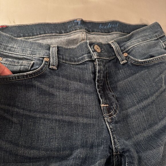 7 For All Mankind Denim Jeans Women Dojo Flared Mid Rise Pants Wide Leg Y2k - Picture 14 of 16